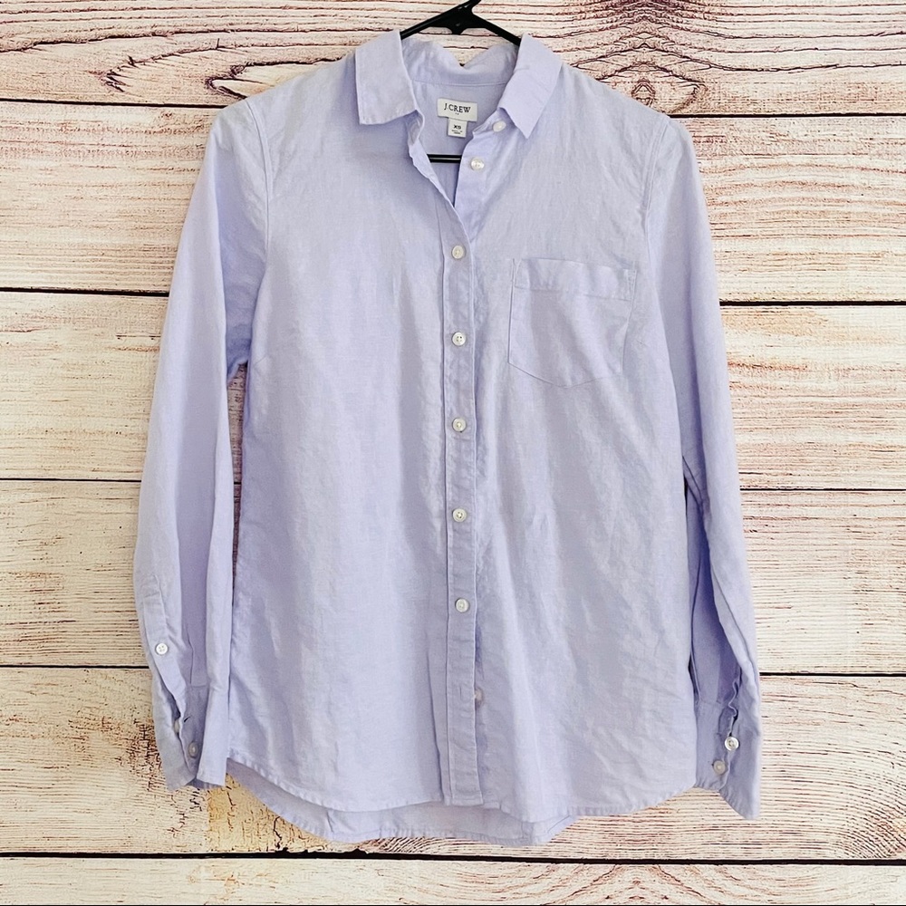 J Crew XS Lilac Linen Button Down